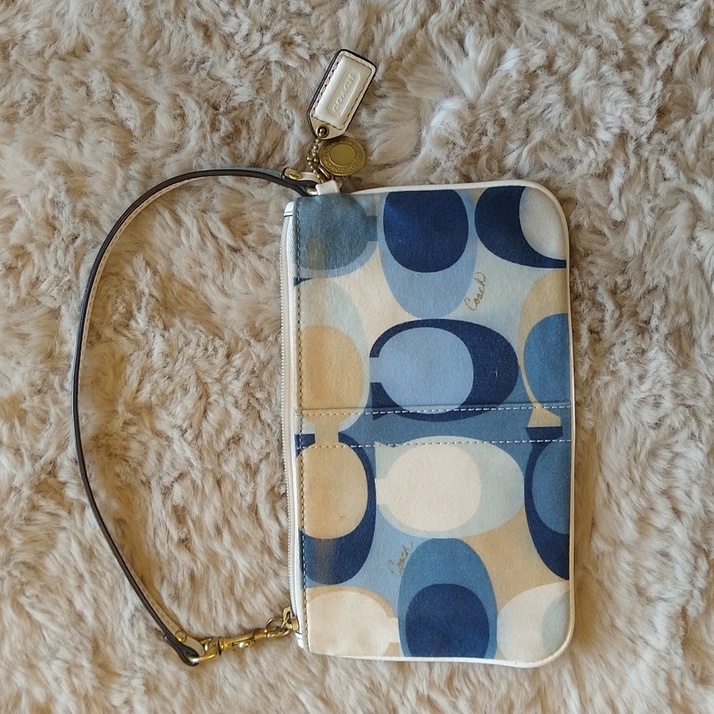 GUC coach multicolored wristlet.